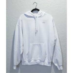 ALO White Pullover Hoodie Women’s Size L *READ Athleisure Yoga Workout